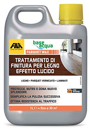 FILA Surface Care Solutions, PARQUET WAX, Cera Parquet e Pavimenti in Legno, Effetto Lucidante per Parquet, Adatta come Cera per Parquet Rovinato e Cera per Legno Verniciato, Facile da Applicare, 1L