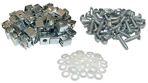 RackGold® 10-32 Zinc Cage Nut & Screws w/Washers 50-Pack - USA Made