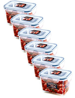 ZIP Premium Lock&Lock HPL312 800 ml Frischhaltedose | Frischhaltebox | Gefrierdose | Vorratsdose, ineinander stapelbar - 6er Set