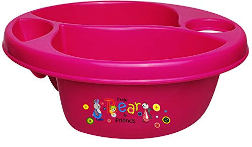 alles-meine.de GmbH 3 Kammer - Schüssel/Waschschüssel/Kinderwaschbecken - pink - rosa Tiere - Hase - Teddy - Katze Bieco - mit Seifenablage - Organizer - Reinigungsmittel..