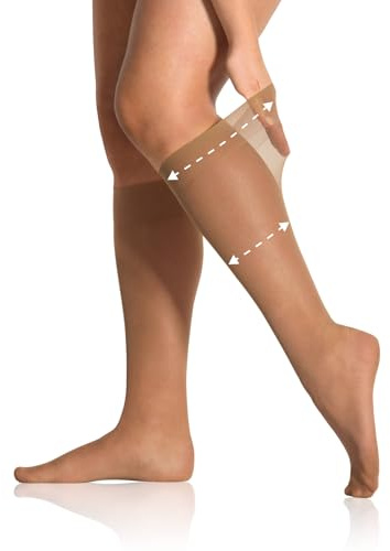 alber's SENSITIVE CURVY 20 - Pack de 10 | Medias de Nailon para Mujer 20 DEN, Borde Cómodo, Súper Extensible, para Piernas de talla Plus | Talla Única (36-41) | Doré