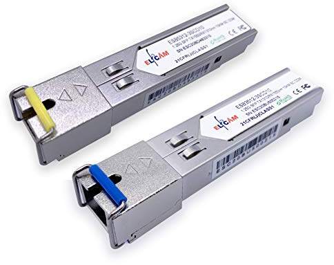 Elfcam® - 2 Pezzi SFP 1,25Gb, Connettore Cavo in Fibra Ottica Monomodale SC, TX1310nm / TR1550nm e TX1550nm / TX1310nm, 10KM DDM