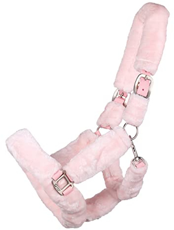 QHP Halfter Alaska komplett mit weichem Teddy-Kunstfell bezogen (Warmblut, rosa)