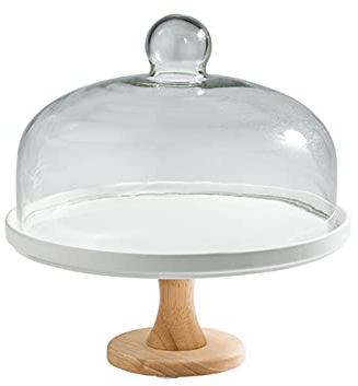 alzata per dolci Vassoio di visualizzazione della torta con coperchio in vetro Semplice stand torta Plate da dessert multiuso Torta di nozze Stand per alberghi, ristoranti porta torte