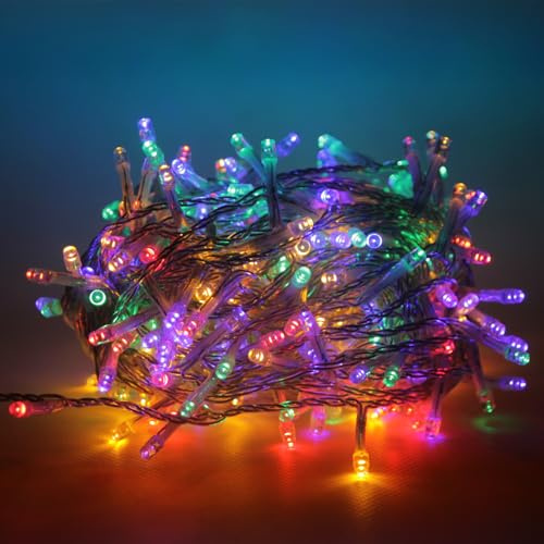 Luccika Catena Luminosa LED 31V con 8 Effetti di Luce, Luci Natalizie per Albero di Natale e Esterno IP44, Cavo Trasparente (Multicolore, 15M 300LED)