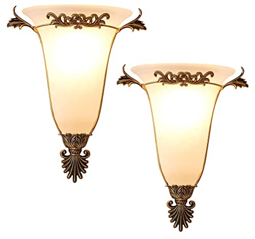 Rustikale Wandlampe Messing Vintage Industrial Wandleuchte Flur Retro Wandbeleuchtung Antik Landhaus Schlafzimmer Nachttischlampe E27 Innenleuchtung Wandspot für Küche Wohnzimmer Treppen Restaurant