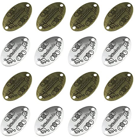EMSea 200 Stück Handgemachte Charm Anhänger Metall DIY Handwerk Schmuck Zubehör Dekoration handgemachte Knöpfe Silber Bronze