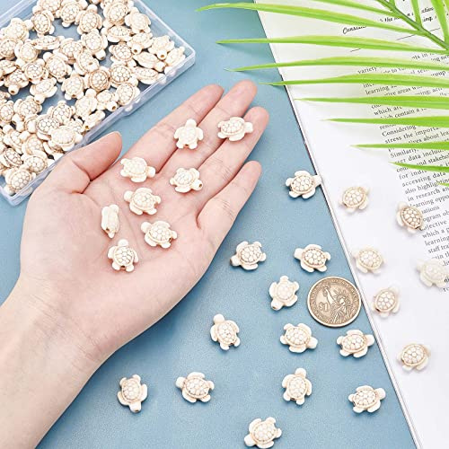 NBEADS 4 Stränge Ca. 92 Stück Schildkröten Türkis Perlen Stränge, Floral weiße Schildkröten Charms Edelstein Stein Spacer Perlen Für Die Schmuckherstellung DIY Armband Halskette