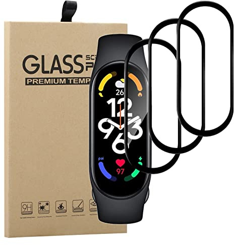 GEJEFA 3 Unidades Protector De Pantalla Para Xiaomi Mi Band 7, [Cobertura Completa] 9H Dureza De Alta Definición Protector para Mi Band 7