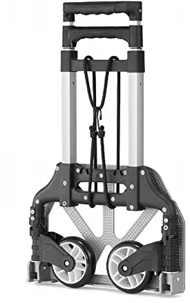 Transportkarre klappbar Verstellbarer Teleskopgriff Sackkarre aus Aluminium belastbar bis 70 kg geriffelte Transportplattform Stapelkarre ideal für Transport von Schwerlast