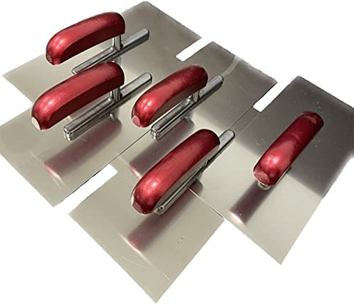 Contoo CT029 - Set di 5 spatole da muratore, manico in legno, in acciaio inox, 280 x 130 cm