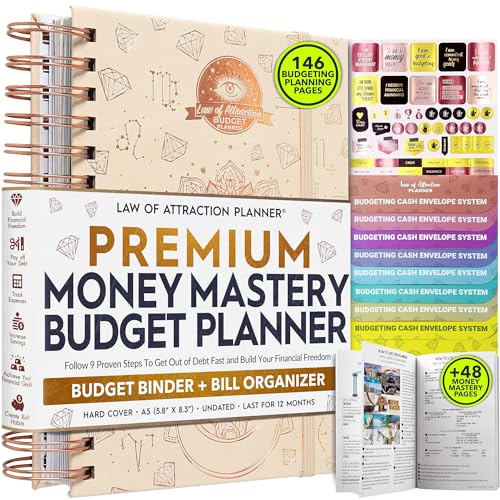 Finanzplaner & Monatsbudget Organizer – 12-Monats-Budgetbuch zur Geldverwaltung | Undatierter A5 Deluxe Budget-Planer mit Ausgaben-Tracker, Zielsetzung & Sparübersicht