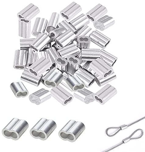 30 pezzi Manicotti in alluminio da 6 mm Morsetto in alluminio Morsetti a crimpare in alluminio Clip a crimpare in alluminio per fune d'acciaio da 6 mm fune di gomma fune metallica fune di telone