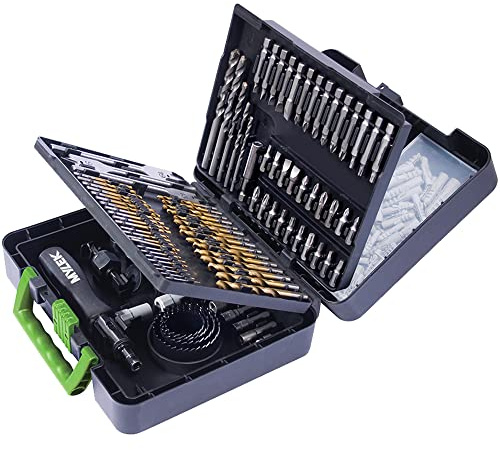 MYLEK 204 Piece Drill Bit And Screwdriver Accessory Set - HSS, Cobalt, High Speed for Use on Wood, Masonry, Metal, Plastic & More - With Storage Case