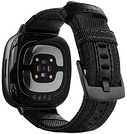 YOOSIDE Nylon Armband für Fitbit Versa 4 / Sense 2, Verbesserte Anschlüsse mit atmungsaktivem Gewebe Strapazierfähige Herren Uhrenarmband kompatibel mit Fitbit Versa 3 / Sense