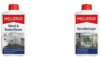 Mellerud Wand & Bodenfliesen Reiniger – Zuverlässiges Mittel zum Entfernen von hartnäckigen Verschmutzungen, Kalkbelägen und Seifenresten – 1 x 1 l & Grundreiniger Intensiv 1,0 l