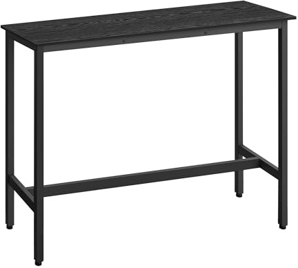 VASAGLE Bar Table, Kitchen Table, Pub Dining High Table, Sturdy Steel Frame, 40 x 120 x 90 cm, Easy Assembly, Industrial Design, Ebony Black and Ink Black LBT120B56