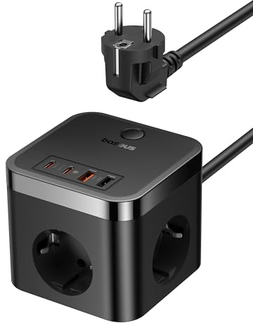 Baseus Bloc multiprise GaN5 USB C 30 W - Chargeur USB C - 3 Prises avec Interrupteur - Chargeur PD Portable pour MacBook, iPad, iPhone 16/15/14/13/12, Galaxy, Jeu, Maison, Bureau