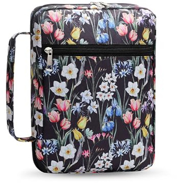 Hixingo Buchhülle Schutzhülle für Bücher aus Stoff, Buchhülle mit Reißverschluss Buchschutz Buchhüllen für Taschenbücher Buchhülle für Buchliebhaber für Lehrer, Freunde (Weiße Blumen,26x19cm)