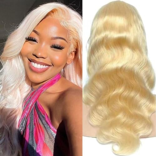 Yavida Echthaar Perücke Schwarz Frauen 16 Zoll 613 Lace Wig Human Hair Wig 150 density 13x4 Body Wave Blonde Wig Brazilian Remy Virgin Hair Wig Perücke Pre Plucked with Baby Hair