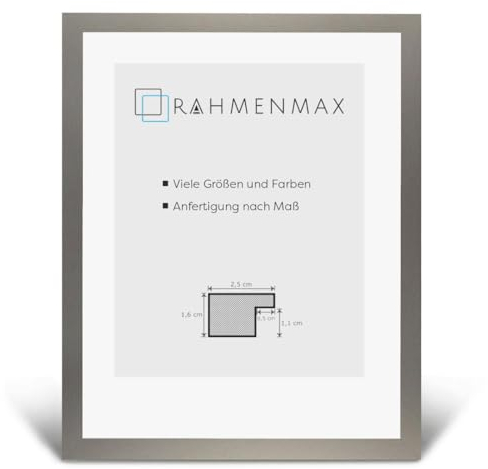 RahmenMax Skane Bilderrahmen Posterrahmen Din A2 Format 42x59,4 cm Graphit Dunkelgrau Antireflex Kunstglas