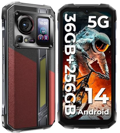 HOTWAV Hyper 7 Pro Outdoor Handy Ohne Vertrag 5G, Rugged Smartphone Android 14 33W Schnellladung 36GB+256GB, IP68/IP69K Wasserdicht, 6,6 FHD+ 120Hz 200MP+24MP Nachtsicht, WIFI6/Face ID/NFC/GPS/OTG
