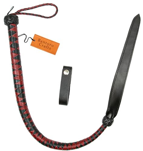Frusta di Cuoio Lunga 3 Piedi/0,90 Metri, Frusta di Cuoio, Intreccio a 8 trecce, Frusta a Coda di Drago Singola, pagaia per sculacciate, BDSM