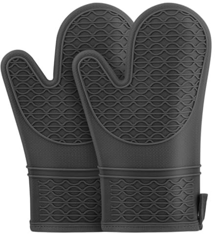 Oven Gloves, Silicone Oven Gloves with Non-Slip, Oven Mitts Heat Resistant, Soft Lining Oven Glove for Cooking Baking Kitchen Utility Gloves