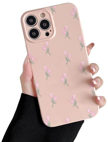 ZTOFERA Fodral för iPhone 13 Pro, söt blomma blommönster mjuk silikon mobilskal, smalt lätt stötdämpande skyddsfodral för iPhone 13 Pro 6,1 tum – rosa blommor