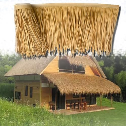 ZIUSFAC Rotolo di Paglia Artificiale Rotoli di Palma Hawaii Rotoli di Paglia di Palma, Sintetica Tetto in Paglia Finta Paglia Coperture Ombrelloni in in Erba di Paglia(50x100cm/1.6x3.2ft)