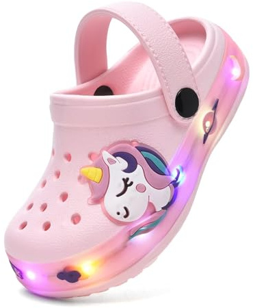 GULAKY Sabots pour enfants, pantoufles pour enfants, sandales pour filles, chaussures de jardin, bandes LED, 24 EU