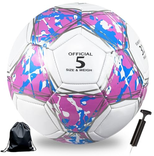 Astis Fußball Kinder, Fussball Größe 4/5, Mit Ballpumpe und Balltasche, Premium PVC Lederball, Jugendfußball Bälle für das Training Drinnen Draußen, Geburtstagsgeschenk