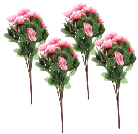Holibanna 4pièces Lot de Fleurs Azalée Artificielles Soie Décoratives Simulées Résistantes Et Réalistes pour Décoration Intérieure Et Extérieure