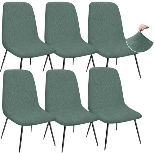 Granbest Jacquard Verdickte Elastisch Essen Stuhlhussen, Niedriger Rücken Stuhlabdeckun für Hotel,Bankett,Hochzeit,Partei Deko (Set von 6, Matcha Grün)