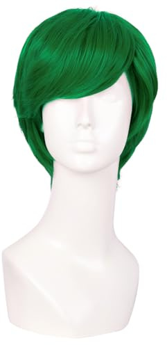 MapofBeauty 10 Pollic/25cm Moda Uomini Corto Riccio Capelli Cosplay Parrucca (Erba Verde)