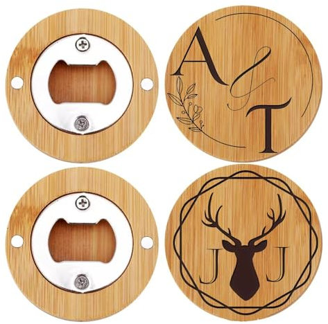 Apribottiglie Circolare Intagliato Personalizzato, Apribottiglie In Legno Con Logo Personalizzato For Regali Di Nozze, Regali For Feste Personalizzati Con Nome E Data, Souvenir For Matrimoni(10pcs)