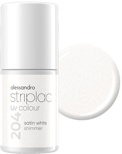 alessandro Striplac Peel-Off UV Gel Nagellack, Satin White Shimmer, 6,5ml | Hochpigmentierter UV Gel Nagellack, bis zu 15 Tage Halt, kratzfest, acetonfrei & abziehbar, HEMA-frei & vegan