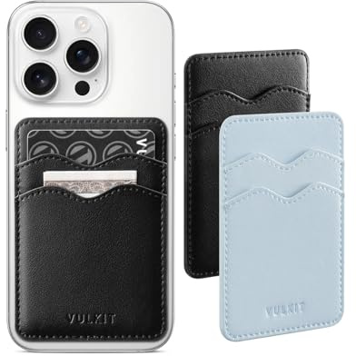 VULKIT 2Pcs Card Holder for Phone Slim Crad Wallet Credit Card Holders RFID Blocking Stick On Phone Case Leather Adhesive Card Holders Back of Smartphone
