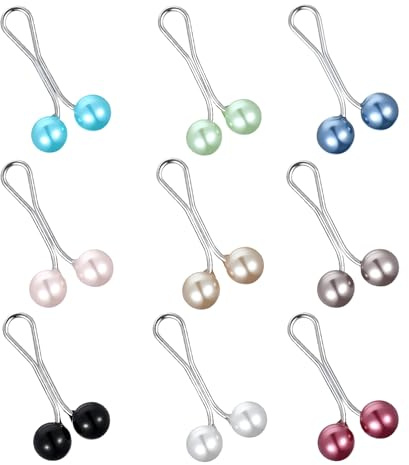 9 stycken klämmor för kläder byxor midjespännare hijab nålar byxor tajta göra klipp justerbara nagelfria pärlor säkerhetsnålar för kvinnor halsduk nålar klämmor hijab halsduk clips för hijab halsduk