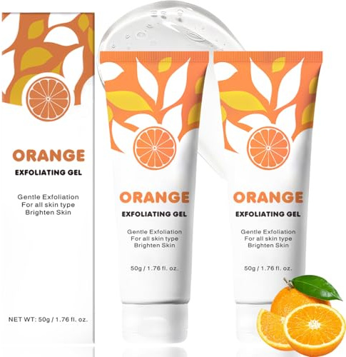 Gesichtspeeling, 2PCS Orange Enzymes Exfoliating Gel, Natürliches Orange Peeling Gel, Peeling Gesicht für Gesicht Tiefenreinigung & Poren Verkleinern & Feuchtigkeits, Face Scrub & Körperpeeling