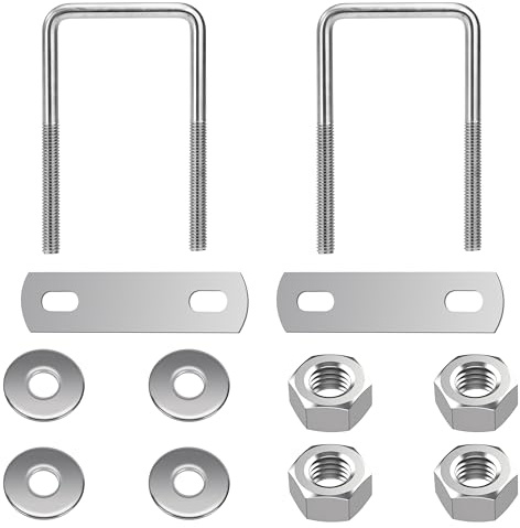 QIMEI-SHOP Perno en U Cuadrado Pernos en Forma de U de Acero Inoxidable con Tuercas y Placas para Fijación de Tubería 40 mm de Ancho Interior M6 40x80 mm