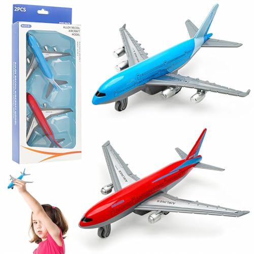 Lot de 2 jouets Aircraft Model Alloy, en alliage pour enfants, jouets miniatures pour les amateurs d'avion, cadeaux d'anniversaire sur le thème des voyages