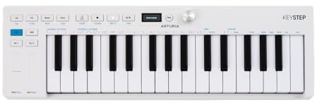 Arturia - Keystep MK2 - Controlador MIDI portátil, secuenciador y arpegiador - 32 teclas delgadas, pantalla OLED, secuenciador de pasos polifónico, arpegiador de 16 modos, compatible con CV - Blanco