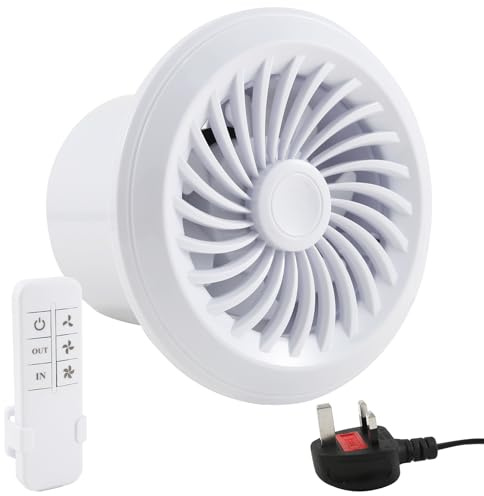 cupeohome 100mm Bathroom Extractor Fan with Remote Control, 3 Speeds Adjustment Two-way Extractor Fan, Silent Exhaust Fan for Wall and Ceiling Fitting, Kitchen Toilet Window Fan