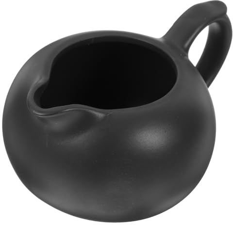 Tofficu Pichet à Lait en Céramique Noire Résistant Pot à Sirop pour Café et Thé, Finition Lisse, Pratique pour Bar à Café, Compatible Micro-Ondes et Lave-Vaisselle