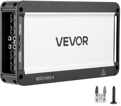 VEVOR Amplificateur Audio Voiture, Ampli de Puissance à 4 Canaux Pontables pour Subwoofer, Classe D à Gamme Complète, Amplificateur Multicanal Stéréo Max. 4x500 W sous 4 ohms/4x1000 W sous 2 ohms