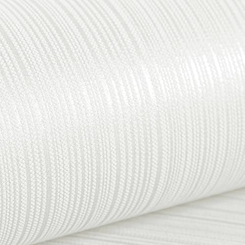 Swehooirt White Plain Stripe Textured Wallpaper for Bedroom Modern Minimalist Embossed Wallpaper Decor for Adults Hallway Living Room Feature Wall