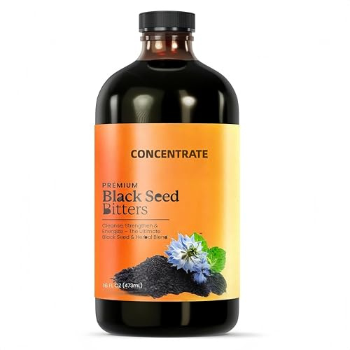 Bíter de aceite de semilla negra: mezcla de hierbas premium que contiene extracto de semilla negra para apoyo inmunológico y digestión.