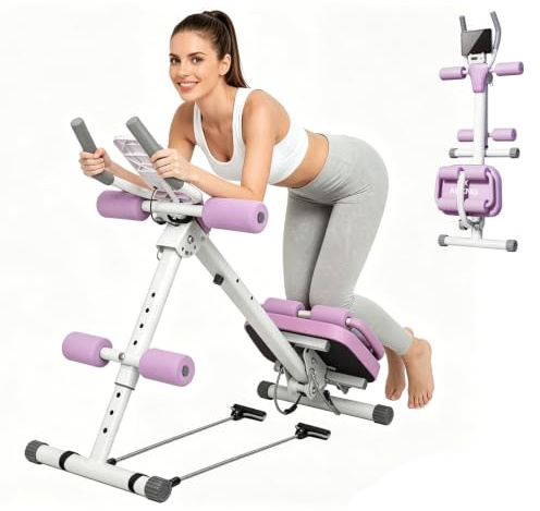 SPYLAVE Bauchtrainer für Zuhause Klappbar Bauchmuskeltrainer, Multifunktionale Trainingsgerät für Ganzkörpertraining, Abdominal Ab Machine mit LCD-Monitor, Fitnessgeräte für Home Gym