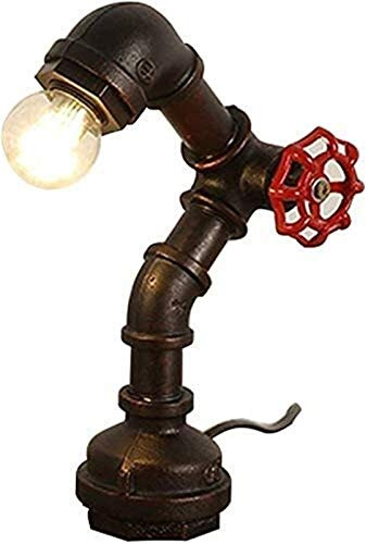 XANAYXWJ Lámpara De Escritorio Lámparas De Escritorio De Metal Industrial Vintage Base De Hierro Forjado De Vapor Tubería De Agua Antigua Base E27,C